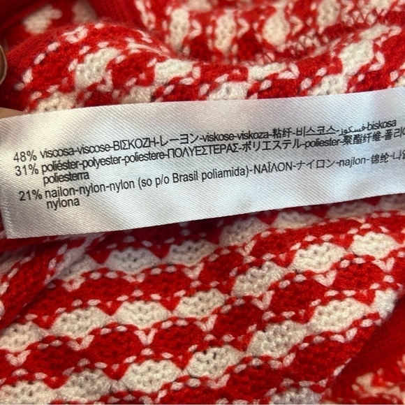 Zara red white printed knit halter crop top Sz S NWT - Picture 8 of 11